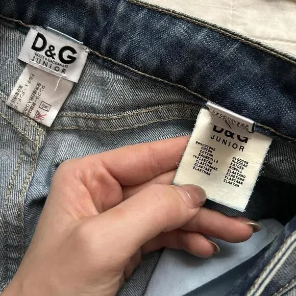 90s D&G designer medium wash jeans flap back pockets casual boot cut fit Size xs - Picture 2 of 8